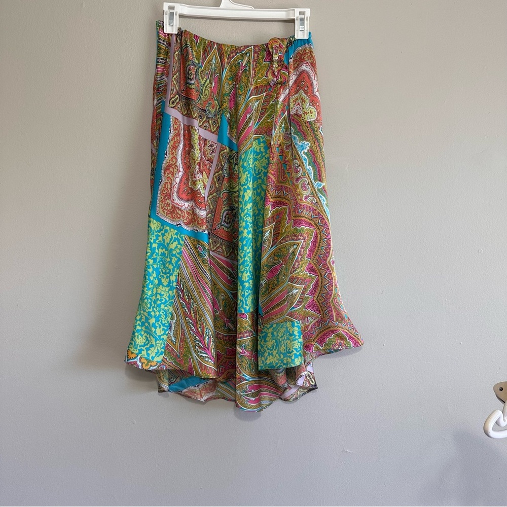 Vintage Silk Boho Colorful Paisley Women's Skirt Patchwork - Picture 7 of 10